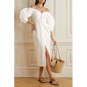 Mara Hoffman Leonara Puff Sleeve Midi Dress Ivory Womens Size 00